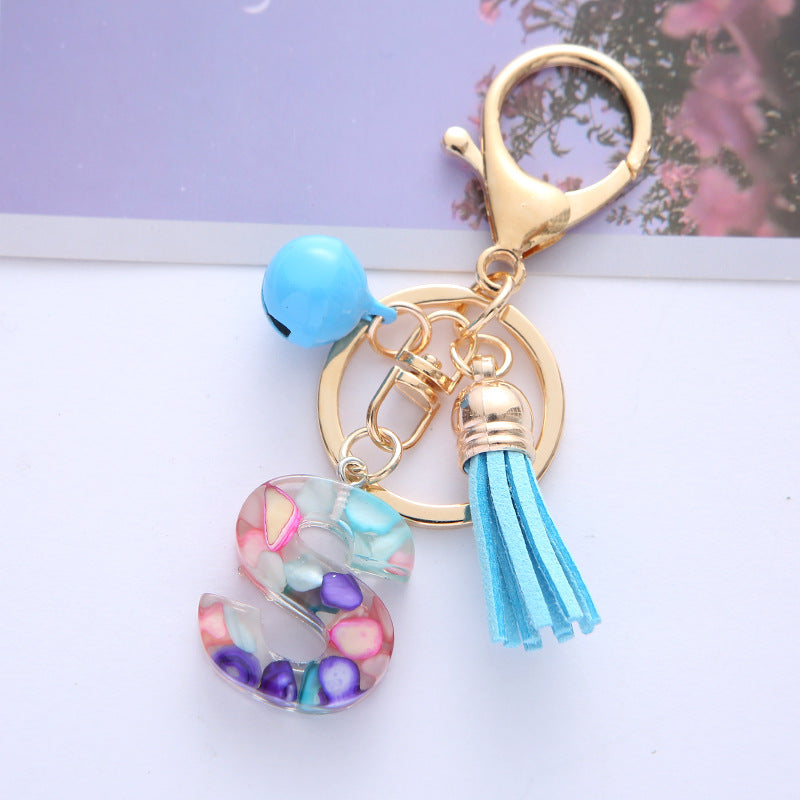 Wholesale English Alphabet Tassel Pendant Resin Drop Glue Keychains
